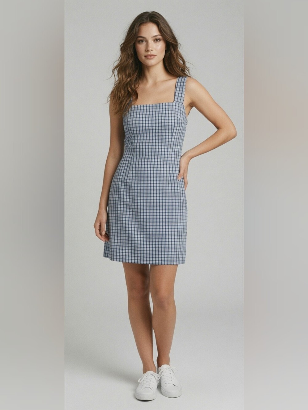 Vintage‎ Gloria Vanderbilt blue plaid dress Size Large Petite Preppy Soft Girl